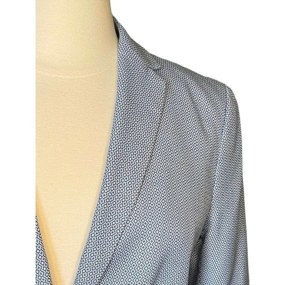 TALBOTS Blue Blazer Jacket Tiny Pattern Single Button Structured Womens Medium 8 - Picture 3 of 10